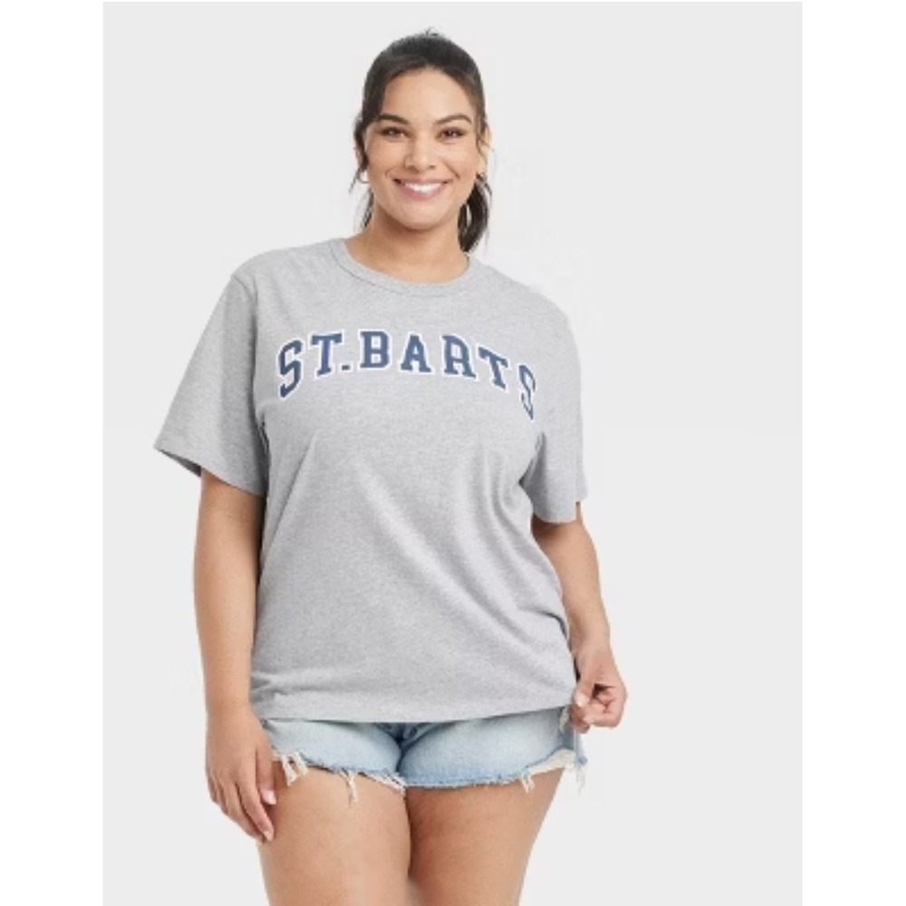 Target Gray ST BARTS Graphic‎ T Shirt NWT Short Sleeve Casual Top XXS Cotton Pjs